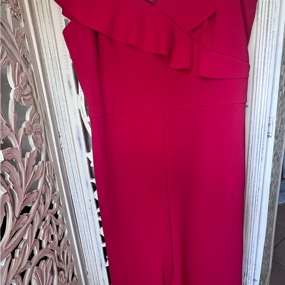 Off-Shoulder Ruffle Red jumper/pantsuit. - Picture 2 of 5